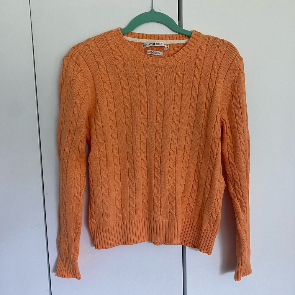 Vintage Tommy Hilfiger Orange Cable Knit Sweater